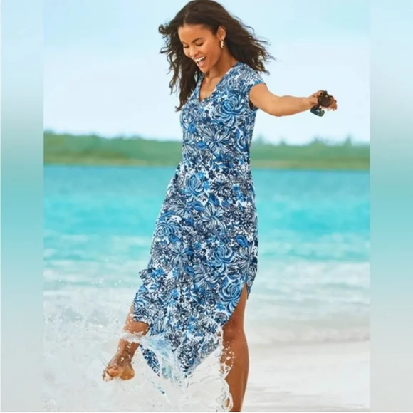 Lilly Pulitzer Etta Maxi Dress in Low Tide Navy Pandarama Sz Medium NWOT - Picture 1 of 13